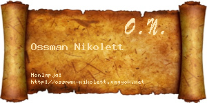 Ossman Nikolett névjegykártya